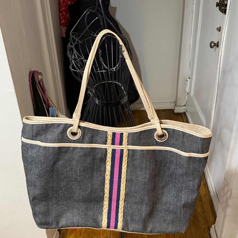 Stuff the Bag Anniversary Elaine Turner Canvas /Patent Leather
 Tote Bag XXL NWT
